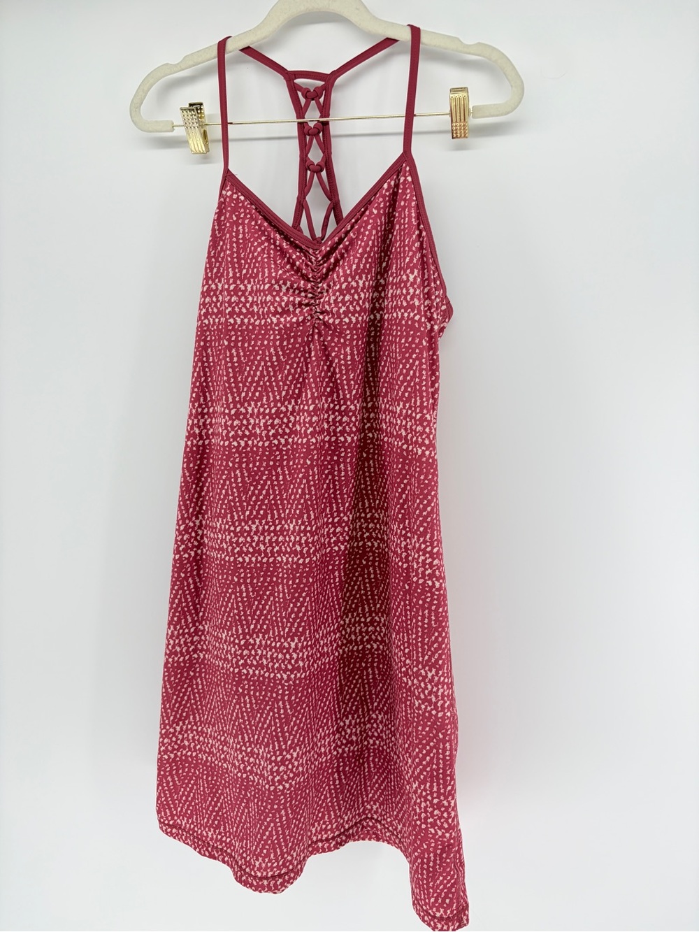 Prana Elixir Dress Small Red AOP Discontinued Built In Bra Athletic
